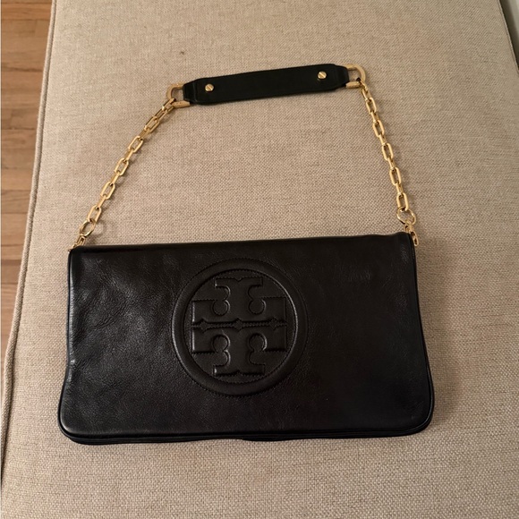 Tory Burch Handbags - Tory Burch Black and Gold Reva Clutch